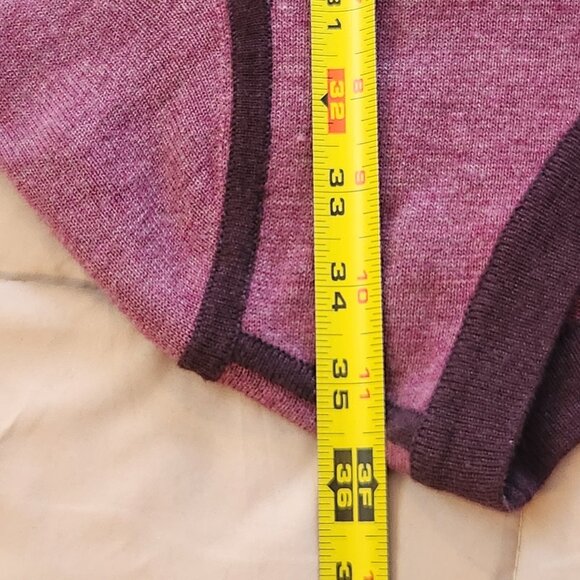 Prana Delia long sleeve sweater wool dress chevron diamond burgundy - Picture 4 of 7